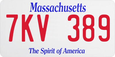 MA license plate 7KV389