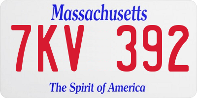 MA license plate 7KV392