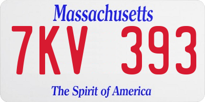 MA license plate 7KV393