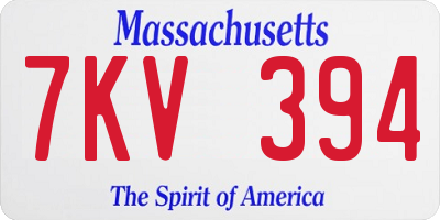 MA license plate 7KV394