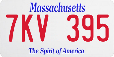 MA license plate 7KV395
