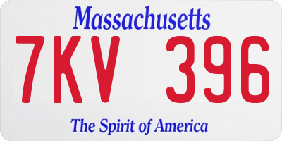 MA license plate 7KV396