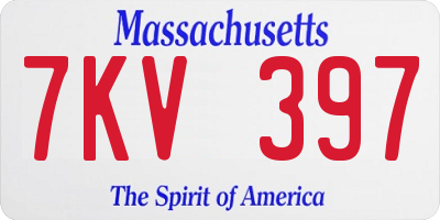 MA license plate 7KV397