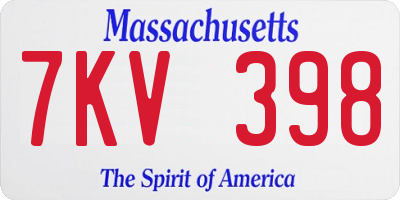 MA license plate 7KV398
