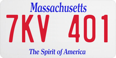 MA license plate 7KV401