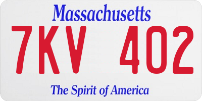 MA license plate 7KV402