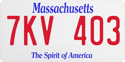 MA license plate 7KV403