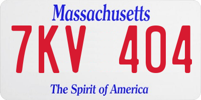 MA license plate 7KV404