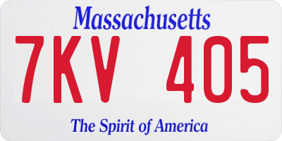MA license plate 7KV405