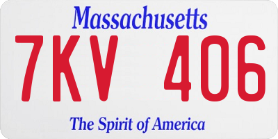 MA license plate 7KV406