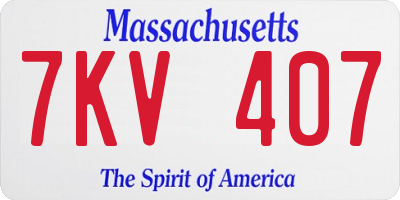 MA license plate 7KV407