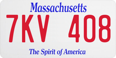 MA license plate 7KV408