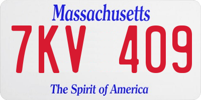 MA license plate 7KV409