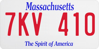 MA license plate 7KV410