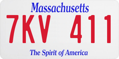 MA license plate 7KV411