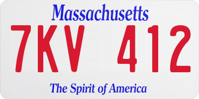 MA license plate 7KV412