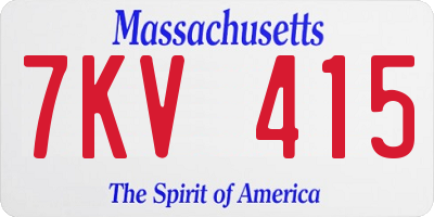 MA license plate 7KV415