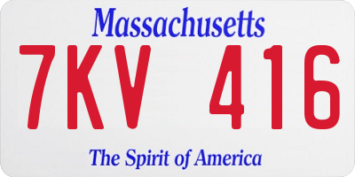 MA license plate 7KV416