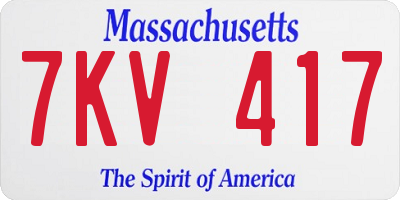 MA license plate 7KV417