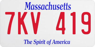 MA license plate 7KV419