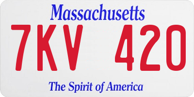 MA license plate 7KV420