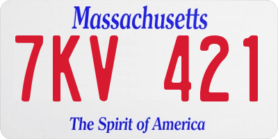 MA license plate 7KV421