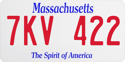 MA license plate 7KV422