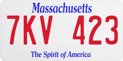 MA license plate 7KV423
