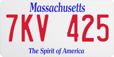 MA license plate 7KV425