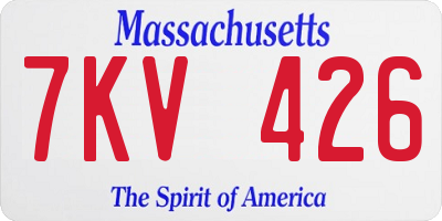 MA license plate 7KV426