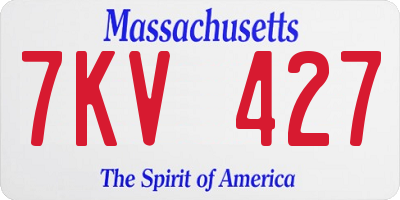 MA license plate 7KV427