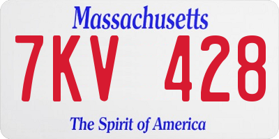 MA license plate 7KV428