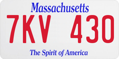 MA license plate 7KV430
