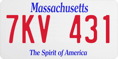 MA license plate 7KV431