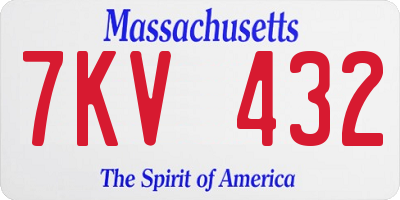 MA license plate 7KV432