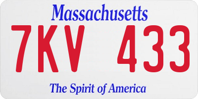 MA license plate 7KV433