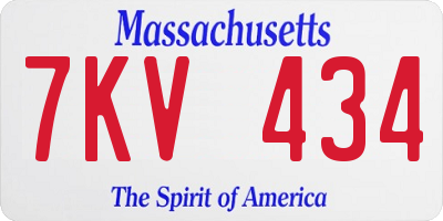 MA license plate 7KV434