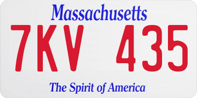 MA license plate 7KV435