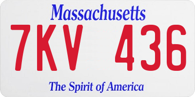 MA license plate 7KV436