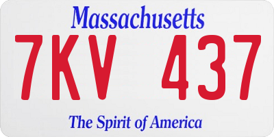 MA license plate 7KV437