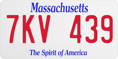 MA license plate 7KV439
