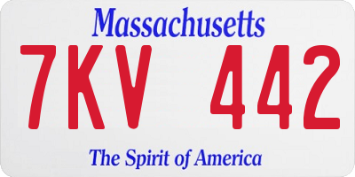MA license plate 7KV442