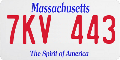 MA license plate 7KV443