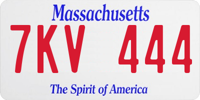 MA license plate 7KV444