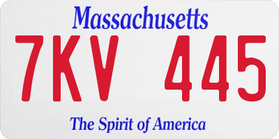 MA license plate 7KV445