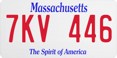 MA license plate 7KV446
