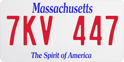MA license plate 7KV447