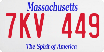 MA license plate 7KV449