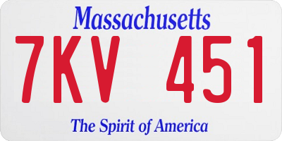 MA license plate 7KV451
