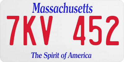 MA license plate 7KV452